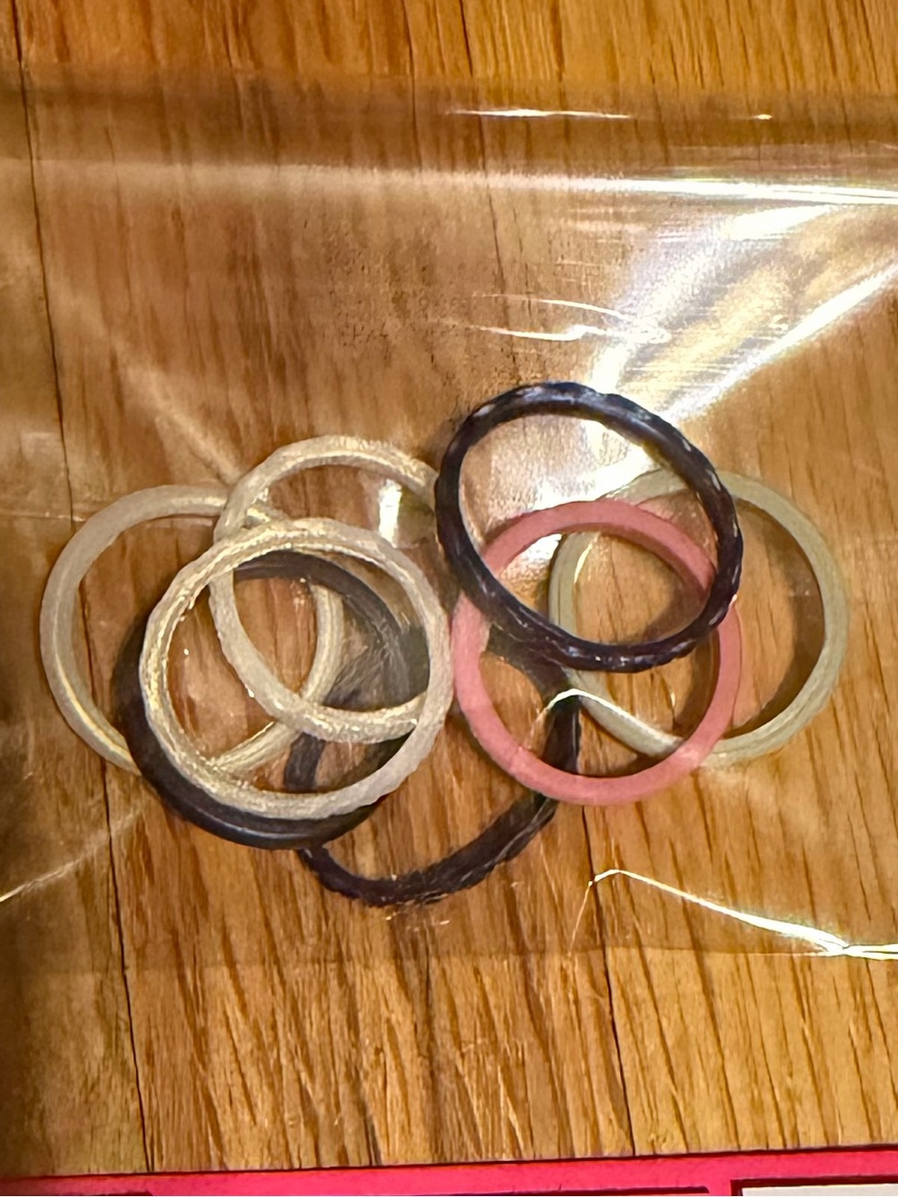Stackable Women's Ring Set in Gold, Black and Pink